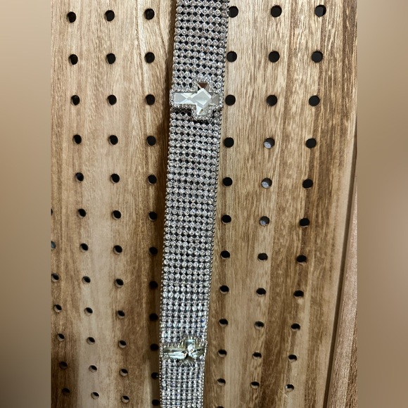 Nocona rhinestone cross silver western bling belt cowgirl - Picture 5 of 6